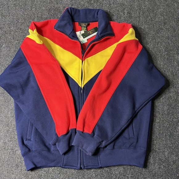 VTG 90s Charter Club Colorblock Zip Sweatshirt Jacket Mens Sm Blue Red Yellow - Picture 6 of 9
